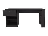 Computer Desk, 1 Drawer, 2 Shelves, Black B097P262381