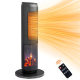 25" Tower Space Heater with 3D Flame, 1500W Portable Electric Heater with Thermostat, 60&deg 85626018