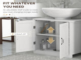 Bathroom Sink Cabinet, Pedestal Sink Cabinet with Adjustable Shelf, White-AS 25673696