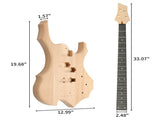 DIY 4 String Flame Shaped Style Electric Bass Guitar Kits with Mahogany Body, Maple Neck and 31080404