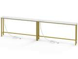 2Pcs 78.74"x5.91"x31.10" Console Table, MDF with Melamine Veneer & Iron Frame, with Power Outlet, 61210454