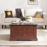 Farmhouse Coffee Table, Square Wood Table with Large Hidden Storage Compartment for Living Room, W2275P148554