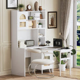Computer Desk with 90 Degree Rotating Desktop, 43x70 Inch Office Desk with Storage Drawer and N733P279101K