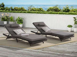 Outdoor Wicker Long Reclining Chair Set of 2 , Wicker Reclining Lounge Chair Lawn Sunbathing Chairs W874P264719