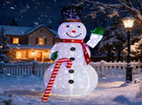 5.7FT Lighted Snowman Holding Candy Cane Christmas Yard Decorations, Pre-lit Pull Up Snowman with 02397479