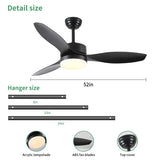 ZNTS 52 inch Indoor/Outdoor Ceiling Fan with LED Select Light Kit - Black 22880690