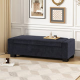 50" Ottoman Bench in Textured Fabric, Rectangular Design with Hinged Lid for Seating, Footrest, and 74862.00DBLUTEX