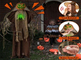 6ft Halloween Animatronic Ghost Pumpkin - Light-Up Design, Sound Touch Activated, Spooky Movements 37474877