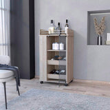 Lusk Bar Cart with 2-Bottle Holder Shelf, Glass Door and Casters B128P176153
