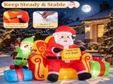 7.2 FT Inflatable Christmas Sitting Santa on Sofa with Elf & Gift Boxes, Built-in LED Lights Blow Up 20780674