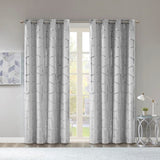 Total Blackout Metallic Print Grommet Top Curtain Panel Pair B035129663