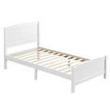 ZNTS Twin Pine Single-Layer Core Vertical Stripe Full-Board Curved Bed Head With The Same Bed Foot White 57053840