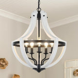 5-Light White Wood Chandeliers W2738P242329