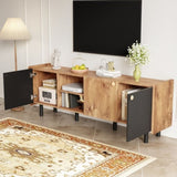 Mid Century TV Stand 3 Cabinets, Media Console Table for TVs up to 70'', Entertainment Center N710P180186P