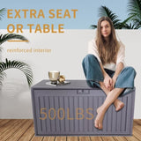 100 Gallon Resin Outdoor Deck Box Waterproof, Plastic Patio Box with Side Handles, Lockable W2556P211295