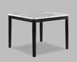 1pc Transitional Counter-Height Dining Table Square Faux White Marble Table Top Black Base Wooden B011P261194