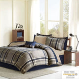 Twin XL Plaid Comforter Set with Bed Sheets B03595827