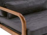 High Back Solid Wood Armrest Backrest Iron Frame Bronzing Cloth Indoor Leisure Chair Dark Grey 44411438