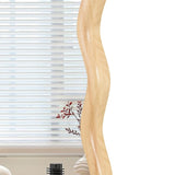 Solid Wood Wavy Rectangle Mirror-Natural-Wood 40" x 28" Modern Mirror Wall Decor for Bathroom, W1445P189612
