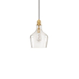 Bell Shaped Hanging Glass Pendant Light Gold/Clear Dia.9" B03597663
