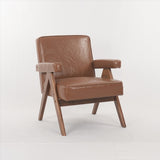 Hengming wooden leg leisure chair with handrails, cushions.uitable for living room, bedroom, study W212P156163
