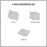 5 Piece Reversible Jacquard Bedspread Set Brown/Gold Queen B03597513