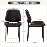 Mid-Century Dining Chairs Set of 2 PU Leather Upholstered, Retro Walnut Bentwood Design with T3661P338469