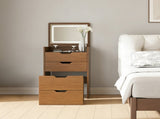 3-in-1 Vanity Desk with Lighted Mirror & Stool, Flip Top Makeup Dressing Table, Compact Storage for 25126559