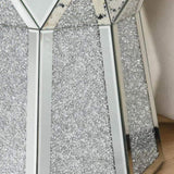 Drum style coffee table with mirror crystal inlay, polygonal silver decorative table, modern design W1005P190409
