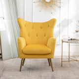 Sovarol Velvet Button-Tufted Wing Back Accent Chair, Yellow T2574P164253