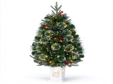 3FT Frosted Artificial Christmas Tree in Cement Pot, Pre-Lit Warm White LED Lights 8 Lighting Modes, 28016160