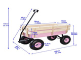 Outdoor Wagon All Terrain Pulling w/Wood Railing Air Tires Garden Cart W22740234