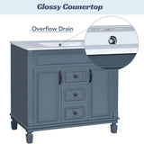 36'' Bathroom Vanity with Top Sink, Modern Bathroom Storage Cabinet with 2 Soft Closing Doors and 2 N710P230231C