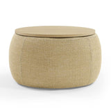 ZNTS Round Storage Ottoman, 2 in 1 Function, Work as End table and Ottoman, Natural W48762888