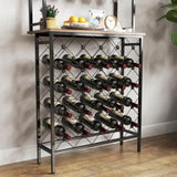 ZNTS Industrial Wine Rack Bar Table, 3-Tier Liquor Bottle Glass Holder with Storage Shelves, Metal W2167P202388