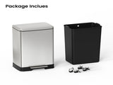 Brushed Nickel 17 Gallons Pedal Trash Can with Soft Close Lid, Removable Inner Bucket & Detachable 16744365
