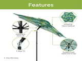 Outdoor 7.5' Palm Print Round Market Patio Umbrella, Push-up, 3-Angle Tilt 58235760