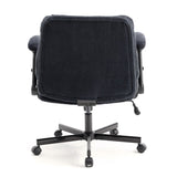 Chair with Wheels and Flip Arms-Comfy Fabric Cross Legged Office Chair with Thick Cushion&Wide Seat, 15752101