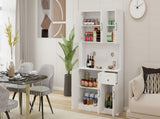 71" Kitchen Pantry Storage Cabinet with Microwave Oven Countertop, Freestanding Hutch Cabinet with W282108555