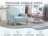 Modern Accent Chair with Retro Wooden Legs & Nailhead Trim, Small Fabric Club Chair, Comfy W3042P262915