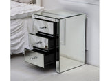 Mirrored Glass Bedside Table with Three Drawers Size S 50732278