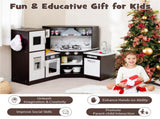 Interactive Kids Play Kitchen with Ice Maker & Chalkboard, Corner Design Pretend Cooking Set with 98686354