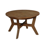 ZNTS 32inch Wood Round Coffee Table for Living Room,Mid Century Farmhouse Circle Wooden Coffee Tables for 05049710