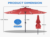 10ft 3-Tier Solar LED Patio Umbrella with Tilt Adjustment and UV-Resistant Polyester Fabric, Outdoor 42518322