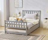 ZNTS Single bunk bed with drag bed gray twin wooden bed pine particle board drag bed 65278309