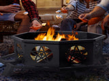 43" Octagonal Black Iron Fire Pit, Sheet Assembled Outdoor Bonfire Brazier with 01195977
