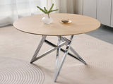 37Inch Round Dining Table, Small Round Kitchen Table With Silver Metal Legs, Suitable For 2 To 4 36643401