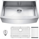 Brushed Nickel 16 gauge Stainless Steel 33 in. Single Bowl Farmhouse Apron Kitchen Sink with Bottom JYSF322BN
