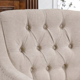 Beige Accent Chair, Living Room Chair, Footrest Chair Set with Vintage Brass Studs, Button Tufted W1170100893