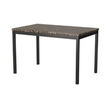 Simple Style Table 1pc Brown Faux Marble Table Top Black Metal Finish Frame Transitional B01152299